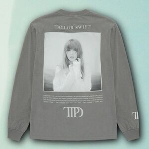 Taylor Swift The Tortured Poets Department Grey Long Sleeve Tshirt NEW